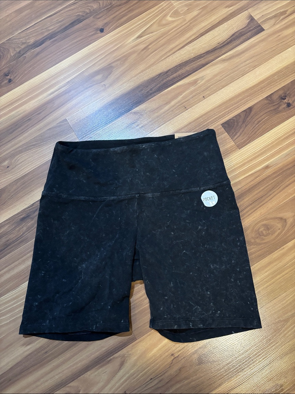 PINK Victoria's Secret Black High-Rise Bike Shorts with Pocket Detail